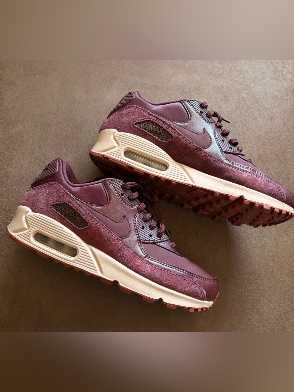 Nike Burgundy and Cream Air Max Sneakers